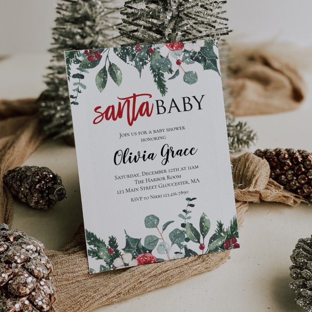 Santa Baby Christmas Baby Shower Invitation 2 (Creator Uploaded)