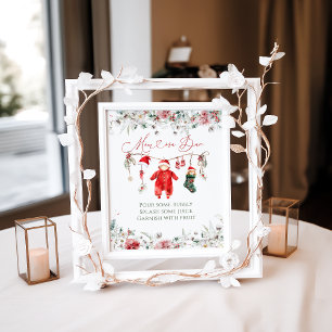 Santa Baby Christmas Baby Shower Mum-osa Bar Poster