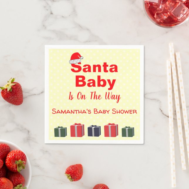 Santa Baby Christmas Baby Shower Napkin (Insitu)