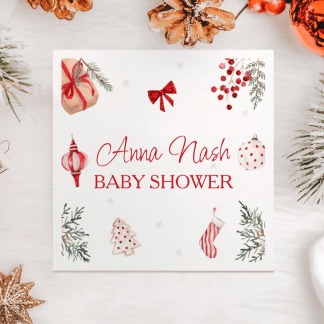 Santa Baby Christmas Baby Shower Napkin (Creator Uploaded)