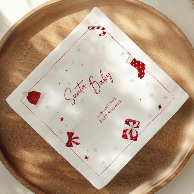 Santa Baby Christmas Baby Shower Napkin (Creator Uploaded)