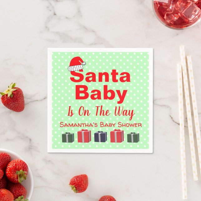 Santa Baby Christmas Baby Shower Napkin (Insitu)