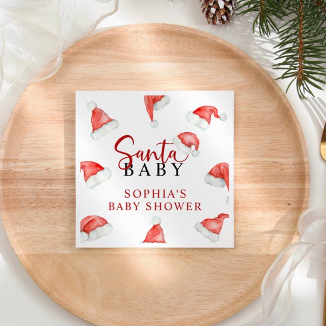Santa Baby Christmas Baby Shower Napkins (Creator Uploaded)