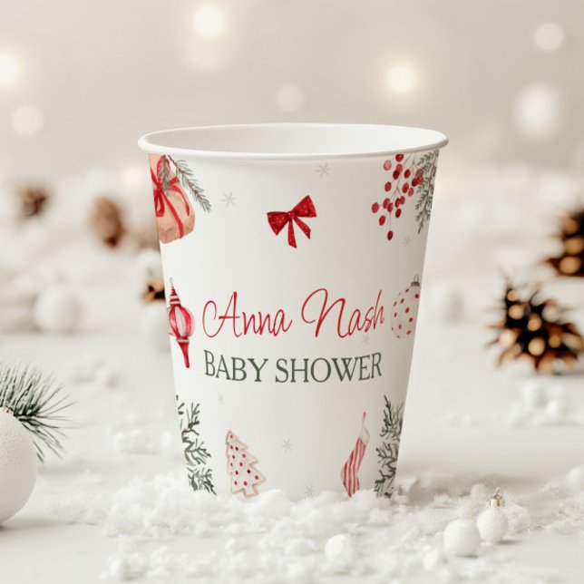 Santa Baby Christmas Baby Shower Paper Cups (Creator Uploaded)