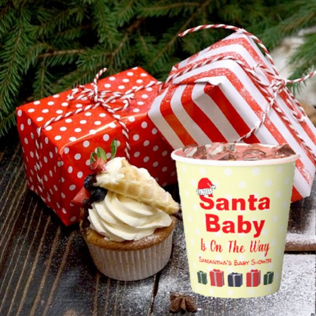 Santa Baby Christmas Baby Shower Paper Cups (Creator Uploaded)