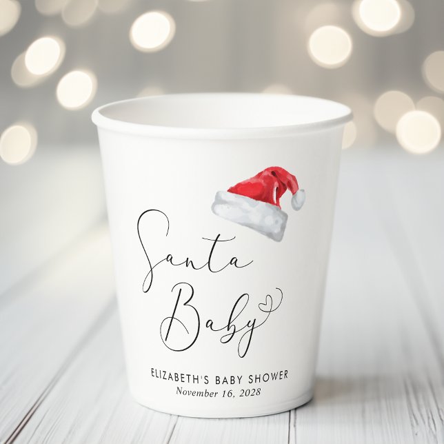 Santa Baby Christmas Baby Shower Paper Cups (Creator Uploaded)