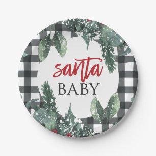 Santa Baby Christmas Baby Shower Paper Plate