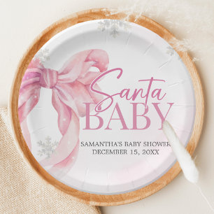 Santa Baby Christmas Baby Shower Paper Plate