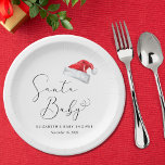 Santa Baby Christmas Baby Shower Paper Plate<br><div class="desc">Cute Christmas holiday season baby shower paper plates with "Santa Baby" in an elegant script with a heart swash and a watercolor illustration of a red Santa Claus hat. Personalise with the mother's name and shower date in simple modern typography.</div>