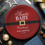 Santa Baby | Christmas Baby Shower Paper Plate<br><div class="desc">Celebrate in style with these trendy baby shower paper plates. The design is easy to personalise with your own wording and your family and friends will be thrilled when they see these fabulous party plates.</div>