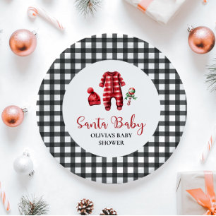Santa Baby Christmas Baby Shower Paper Plate