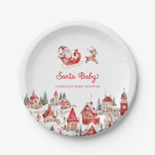 Santa Baby Christmas Baby Shower Paper Plate