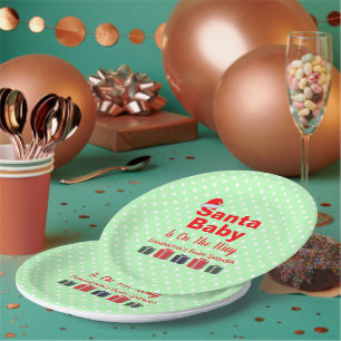 Santa Baby Christmas Baby Shower Paper Plate