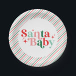 Santa Baby christmas baby shower Paper Plate<br><div class="desc">retro font Santa Baby  christmas themed baby shower paper party plates.</div>
