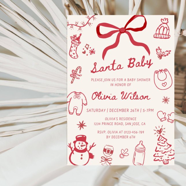 Santa Baby Christmas Baby Shower Party Invitation (Creator Uploaded)