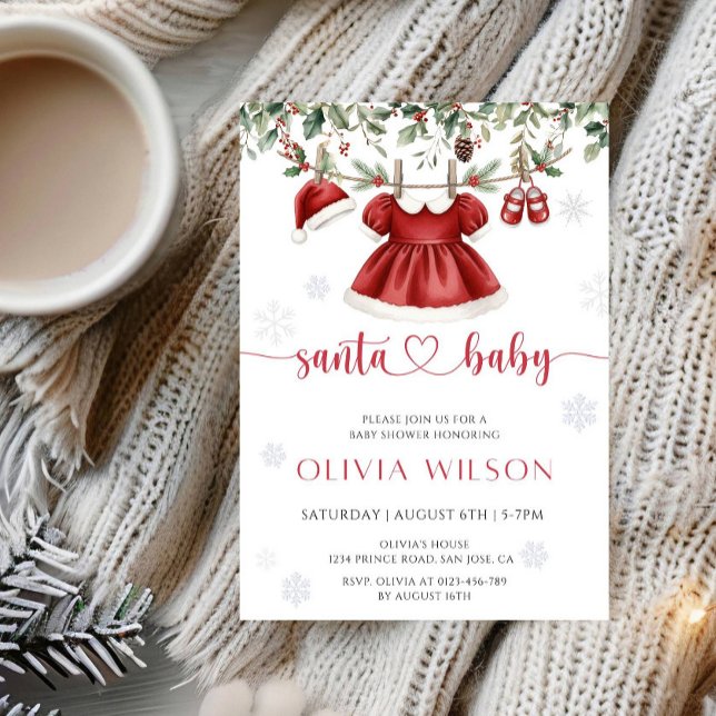 Santa Baby Christmas Baby Shower Party Invitation (Creator Uploaded)