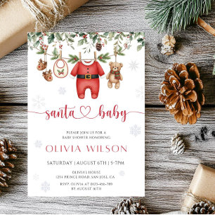 Santa Baby Christmas Baby Shower Party Invitation