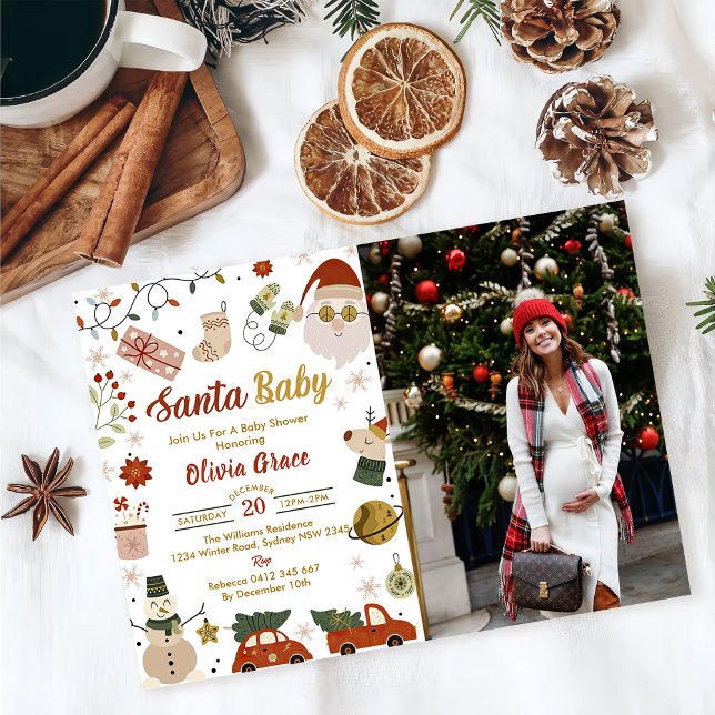 Santa Baby Christmas Baby Shower Party  Invitation (Creator Uploaded)