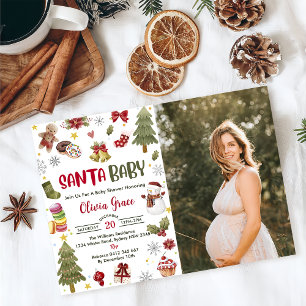 Santa Baby Christmas Baby Shower Party Photo Invitation