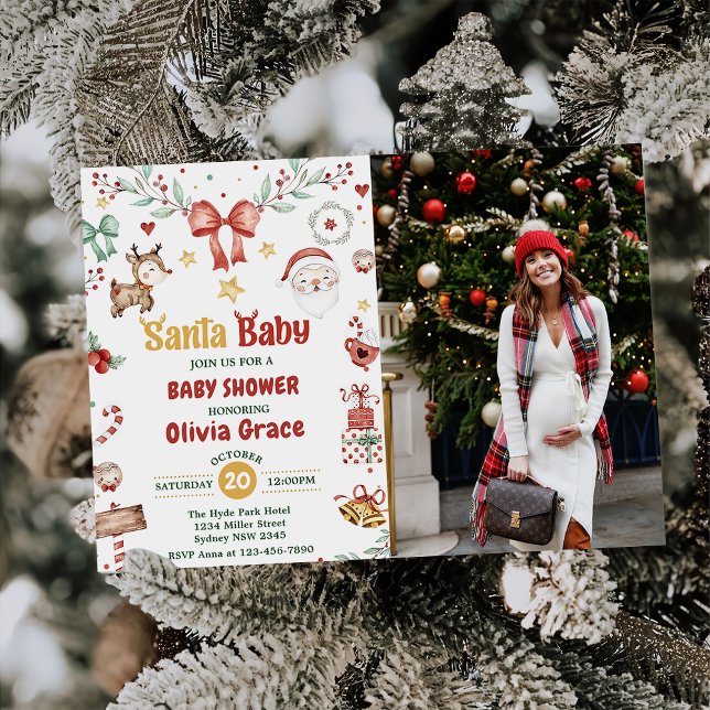 Santa Baby Christmas Baby Shower Party Photo  Invitation (Creator Uploaded)