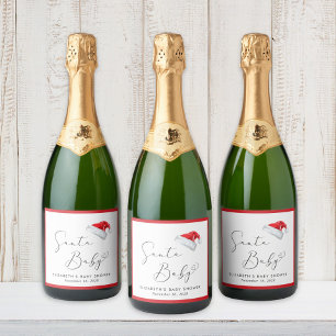 Santa Baby Christmas Baby Shower Sparkling Wine Label