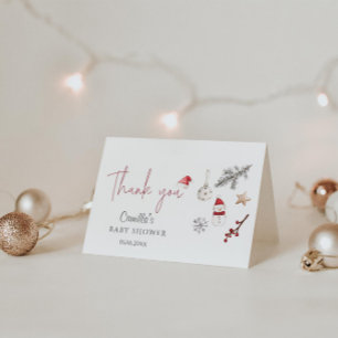 Santa Baby Christmas Baby Shower Thank You Card