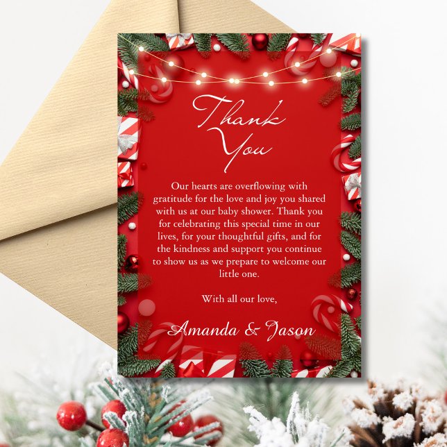 Santa Baby Christmas Baby Shower Thank You Card (Santa Baby Christmas Baby Shower Thank You Card)