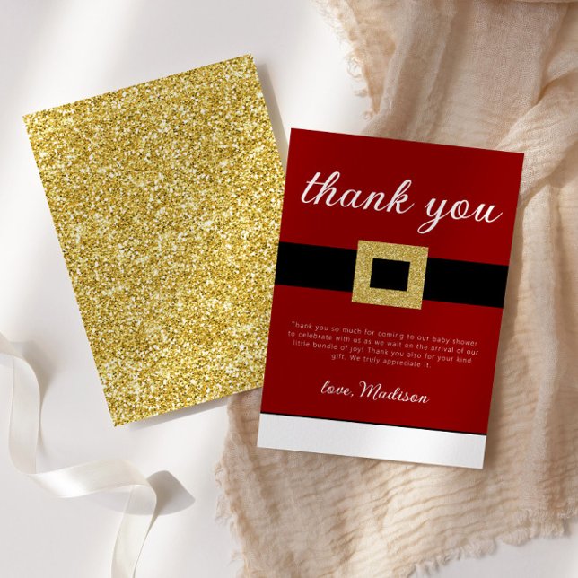 Santa Baby Christmas Baby Shower Thank You Card (Creator Uploaded)