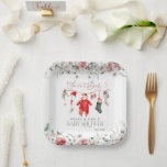 Santa Baby Christmas Baby Shower Welcome Paper Plate<br><div class="desc">Santa Baby Christmas Baby Shower Gender Neutral</div>
