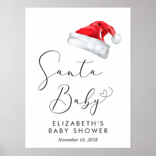 Santa Baby Christmas Baby Shower Welcome Poster