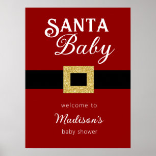 Santa Baby Christmas Baby Shower Welcome Sign