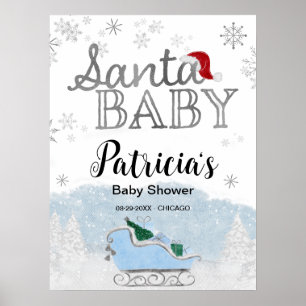 Santa Baby Christmas Baby Shower Welcome Sign