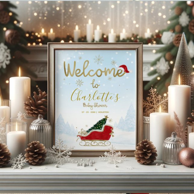 Santa Baby Christmas Baby Shower Welcome Sign  (Creator Uploaded)