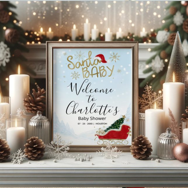 Santa Baby Christmas Baby Shower Welcome Sign (Creator Uploaded)