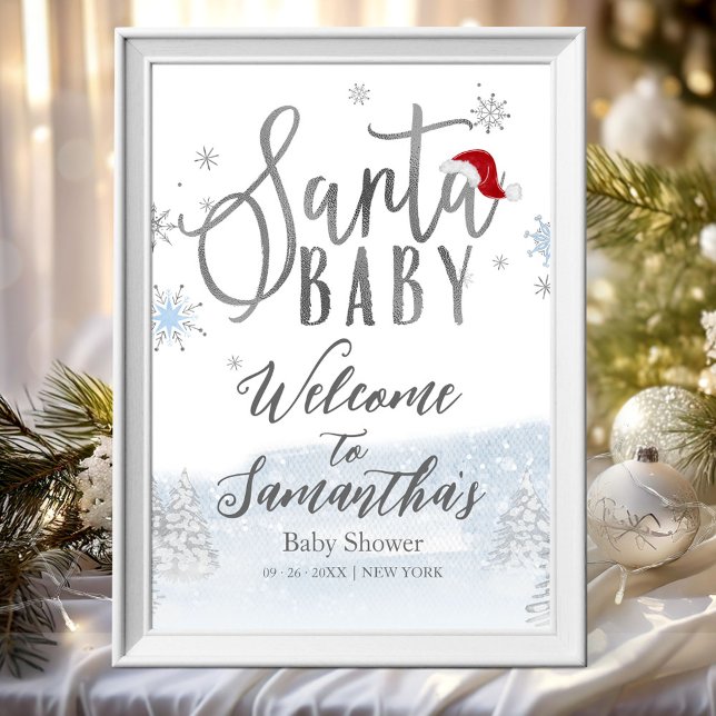 Santa Baby Christmas Baby Shower Welcome Sign (Creator Uploaded)
