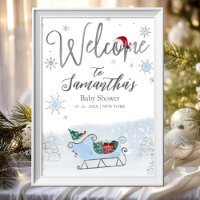 Santa Baby Christmas Baby Shower Welcome Sign