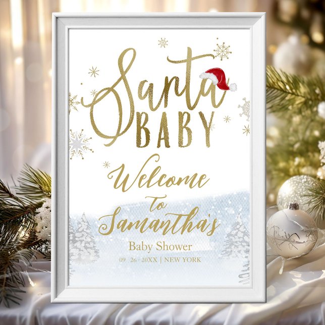 Santa Baby Christmas Baby Shower Welcome Sign (Creator Uploaded)