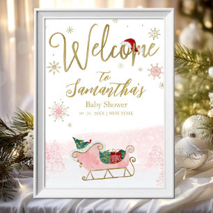Santa Baby Christmas Baby Shower Welcome Sign