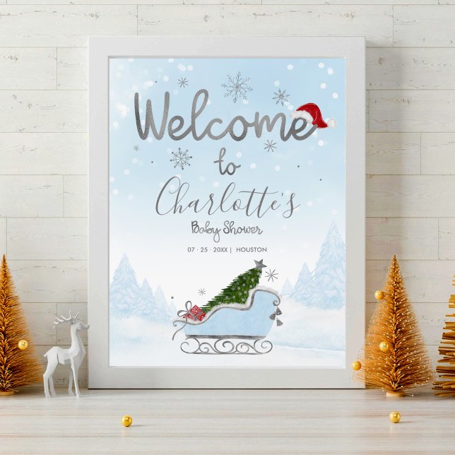 Santa Baby Christmas Baby Shower Welcome Sign  (Creator Uploaded)