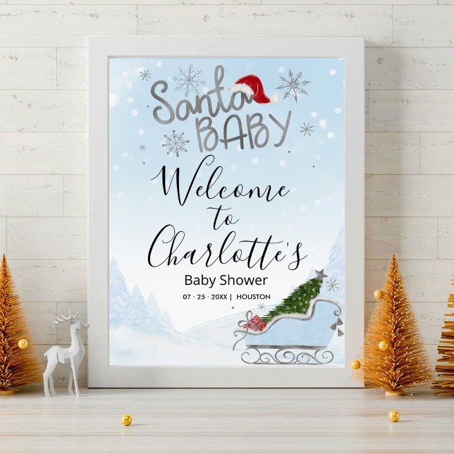 Santa Baby Christmas Baby Shower Welcome Sign (Creator Uploaded)