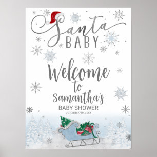Santa Baby Christmas Baby Shower Welcome Sign