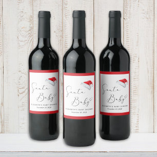 Santa Baby Christmas Baby Shower Wine Label