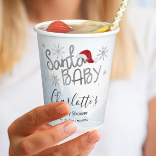 Santa Baby Christmas Boy Baby Shower Paper Cups