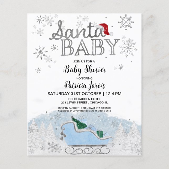 Santa Baby Christmas Budget Baby Shower Invitation (Front)