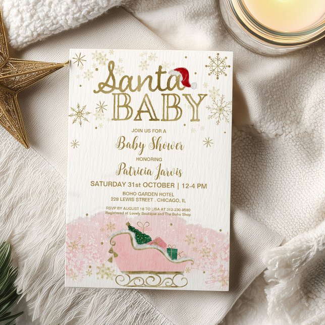 Santa Baby Christmas Budget Baby Shower Invitation (Creator Uploaded)