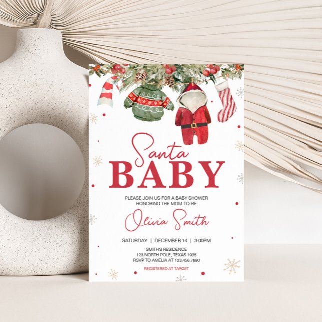 Santa Baby Christmas Clothes Baby Shower Invitation (Santa Baby Clothes Baby Shower Invitation
)