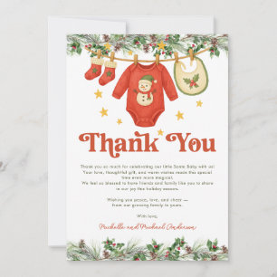 Santa Baby Christmas Clothesline Baby Shower Thank You Card