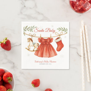 Santa Baby Christmas Clothesline Girl Baby Shower  Napkin