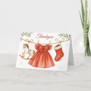 Santa Baby Christmas Clothesline Girl Baby Shower  Thank You Card