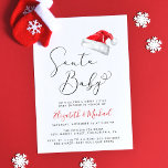 Santa Baby Christmas Couples Baby Shower Invitation<br><div class="desc">A cute minimal Christmas holiday season couples baby shower invitation featuring "Santa Baby" written in an elegant script with a heart swash, a watercolor illustration of a red Santa Claus hat and an invitation to a merry little baby shower. Personalise the names of the mother and father in a stylish...</div>